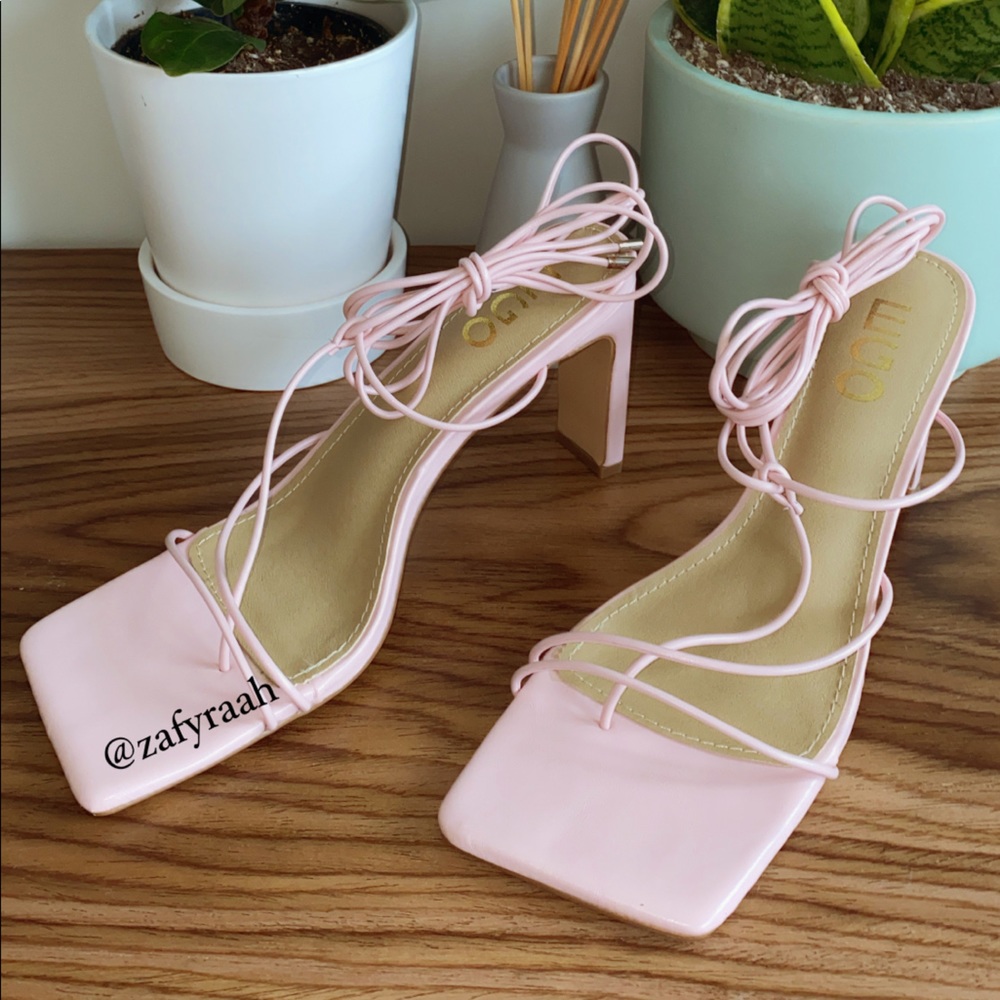 EGO heels Sweet Dream square toe lace up Pink